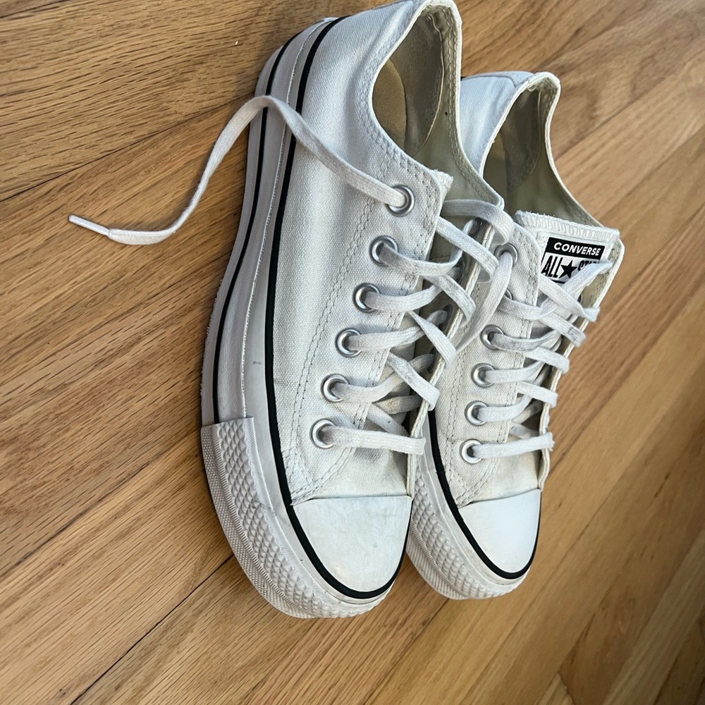 Platform Converse All Star White Canvas Shoes